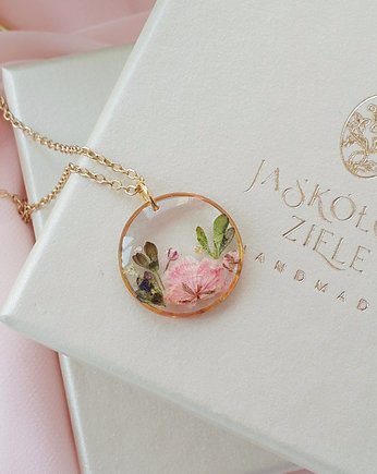 Naszyjnik z gipsówką, Jaskółcze ziele handmade 