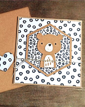 MIŚ kółkowy : kartka handmade na urodziny, roczek., kaktusia