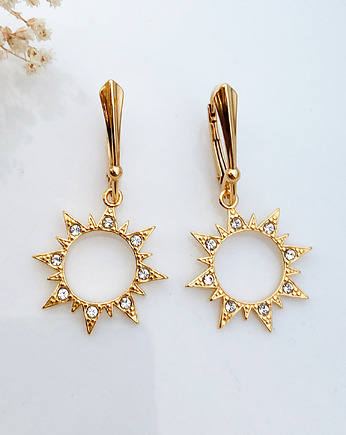 Eleganckie Kolczyki , złote słońca Art deco