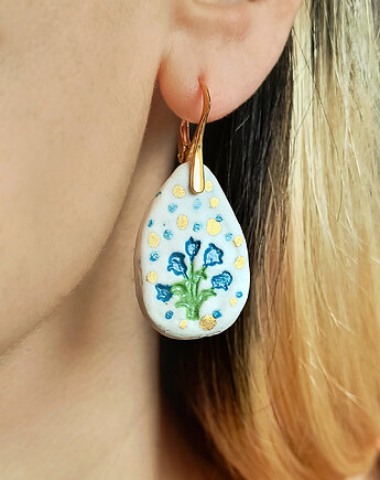 Kolczyki pozłacane Niezapominajki Kolekcja Parian, ZIĘBA