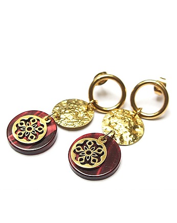 Alloys Collection - Burgundy - kolczyki złote  /09.10.25/, KiKa pracownia