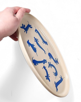 Duży owalny Talerz  z jamniczkami, cynamon studio