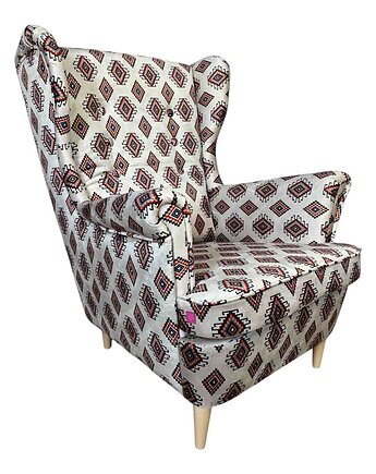 Fotel uszak Indiana Jones we wzory etniczne, welurowy, Flamingos