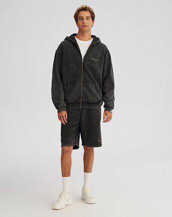 Szorty męskie z efektem lekkiego sprania grafitowe