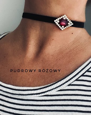 Naszyjnik  Glamour z  Kryształem New, Pudrowy Różowy