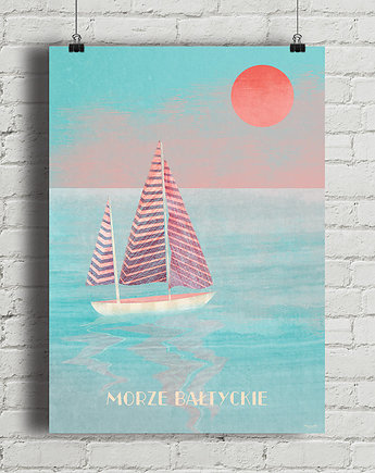 Plakat Morze Bałtyckie - żaglówka, minimalmill