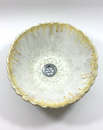 Ceramiczna umywalka biało-beżowa Rozlane mleko, Ceramystiq
