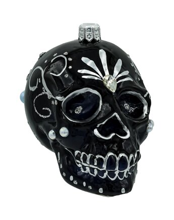 Bombka choinkowa: Czaszka w stylu Meksykańskim: srebrna, Syn Bombkarza