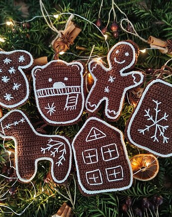 Zestaw szydełkowych pierniczków na choinkę, wernika