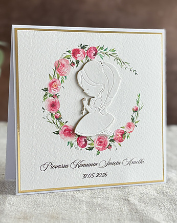 Kartka na komunię z ozdobną kopertą, 111d, Anna Art and Crafts