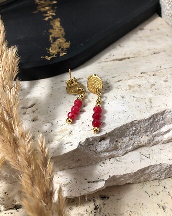 Kolczyki jadeit czerwony, hematiti