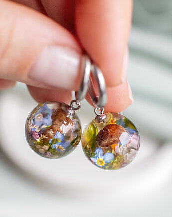 Kolczyki z leśną kompozycją, nature gift