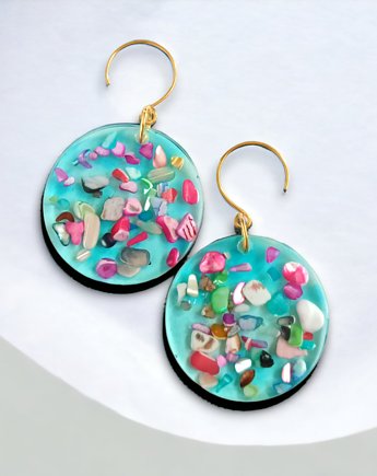 UNIKATOWE kolczyki z żywicy SUMMER beach I, kaktusia