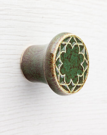 Gałka do mebli zielono-brązowa, wz.3, pracowniazona