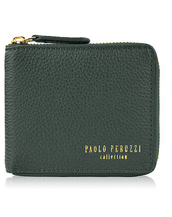 Portfel damski skórzany mały ciemnozielony poziomy z RFID KV-04-DGR, Paolo Peruzzi