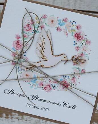 Ręcznie robiona kartka na bierzmowanie - pamiątka bierzmowania, sorte
