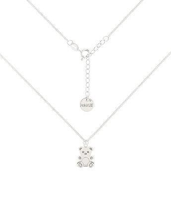 Srebrny choker pancerka z misiem, MANJE