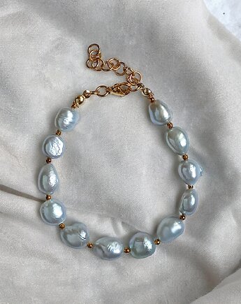 LUX. Srebrne perły - bransoletka - długość regulowana, kaktusia