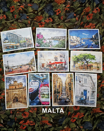Malta w akwareli - zestaw 10 grafik 15x23 cm zestaw 1, JBJart Justyna Jaszke