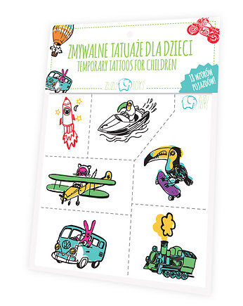 Zmywalne tatuaże dla dzieci - pojazdy, ZUZU TOYS