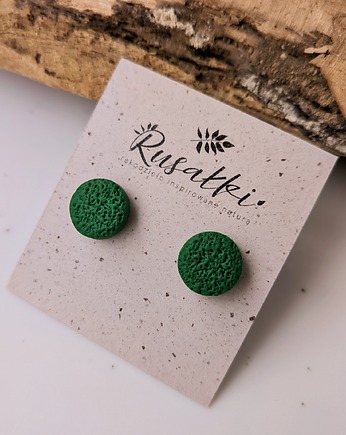 Zielone kolczyki sztyfty kropki, zielona biżuteria minimalistyczna, Dary Rusałki