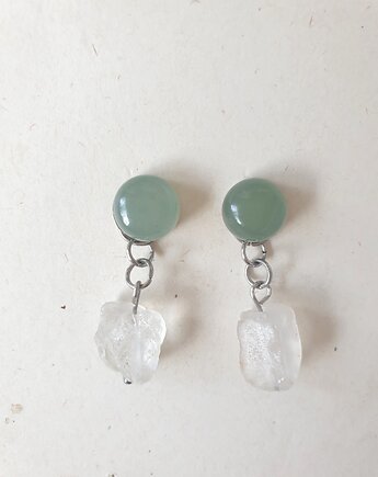 Kolczyki RAW jadeit, kryształ górski, modesign