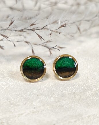 Kolczyki pozłacane malowane akwarelami z kolekcji Terra, Slow Jewelry