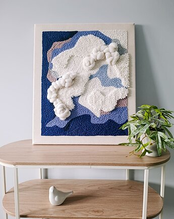 Obraz tekstylny punch needle "Wielki błękit II" OD RĘKI, Dwa Sploty