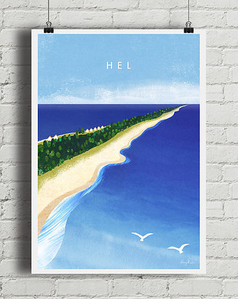 Plakat Półwysep Helski z lotu ptaka, minimalmill