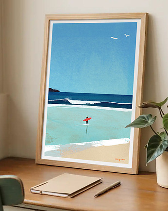 Poranny surfing - plakat 50x70 cm, minimalmill