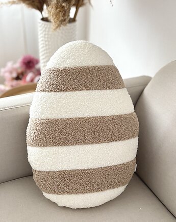 Poduszka Jajko Pisanka W Paski Boucle Ecru Beżowa, poduszkownia