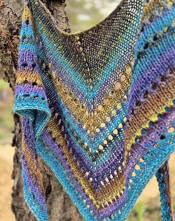 Słoneczny brzeg / chustka z Noro, agat handmade