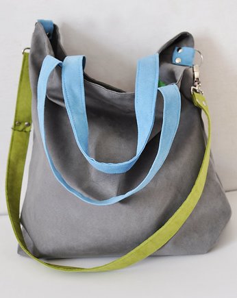 Torba na ramię XL- szary, limonka,błękit, PRACOWNIA 166