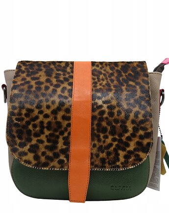 Torebka damska klasyczna skórzana regulowany pasek klapka wzór OLIVKA, Olivka Warsaw