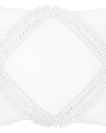 Kwadratowa poduszka boho z koronką Biała, Cotton & Sweets