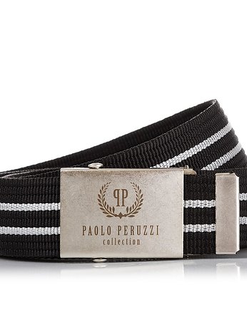 CZARNY PARCIANY MĘSKI PASEK PAOLO PERUZZI PW-03-105 CM, OKAZJE - Prezent na Wieczór kawalerski