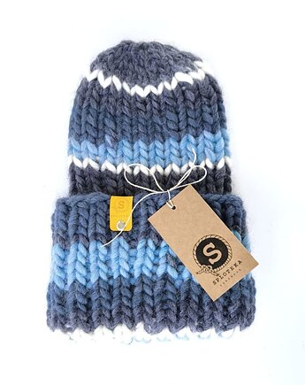 Niebieska wełniana czapka WOOLY COLOR "13", sploteka
