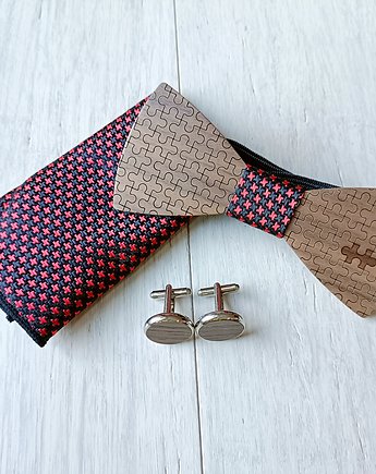 Zestaw z drewnianą muszką PUZZLE czerń, EkoCraft