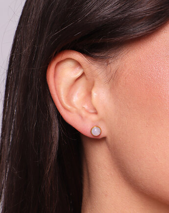 Kolczyki pozłacane sztyfty  - chalcedon, Bring Biżuteria