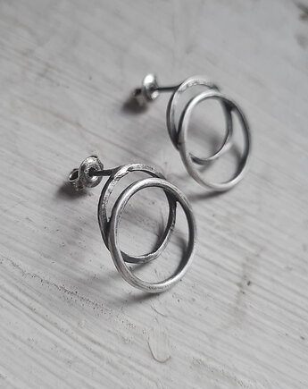 ECLIPSE - kolczyki srebrne ręcznie kute oksydowane