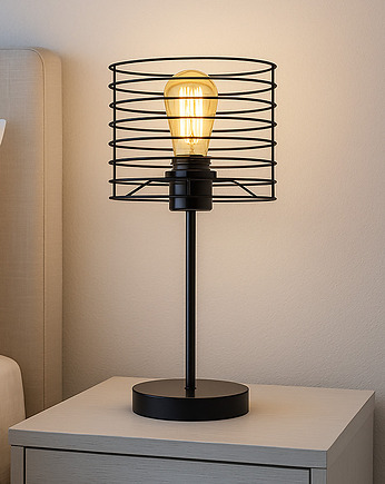 Lampka nocna do sypialni z drucianym kloszem RENNES LOFT, lampy loftowe LYSNE LOFT