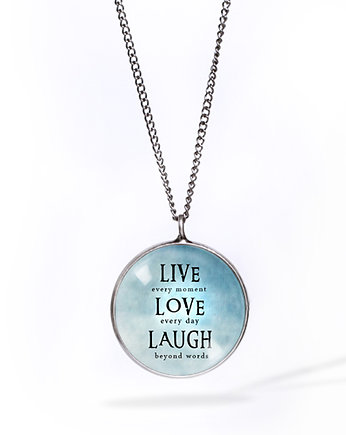 Live Love Laugh (blue) - naszyjnik simple, Makaliboo