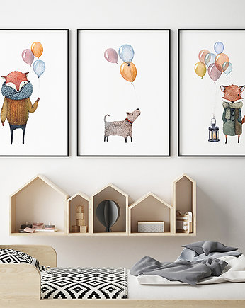 Balonowo, Zwierzaki, plakaty obrazki dla dzieci,, Wallie Studio Dekoracji
