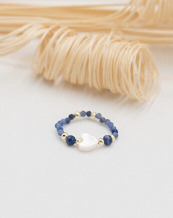 Pierścionek elastyczny - sodalit, hematyt, wu handmade