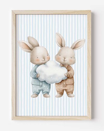 Plakat Na Ścianę Dla Chłopca Niebieskie króliczki nr. 7, Dekoracjan