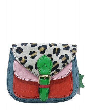 Torebka listonoszka damska skórzana pasek klapka wzór oryginalna OLIVKA, Olivka Warsaw