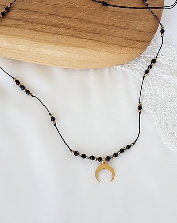 Naszyjnik księżyc z onyksem, LEI handmade 