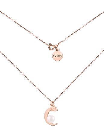 Naszyjnik z różowego złota księżycem i perłą SWAROVSKI CRYSTAL, SOTHO