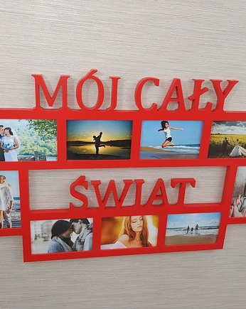 Multirama ramka na zdjęcie z napisem Mój cały świat mdf 9 zdjęć, Wajdrew