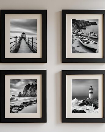 Czarno białe fotografie nadmorski krajobraz plakaty, black dot studio